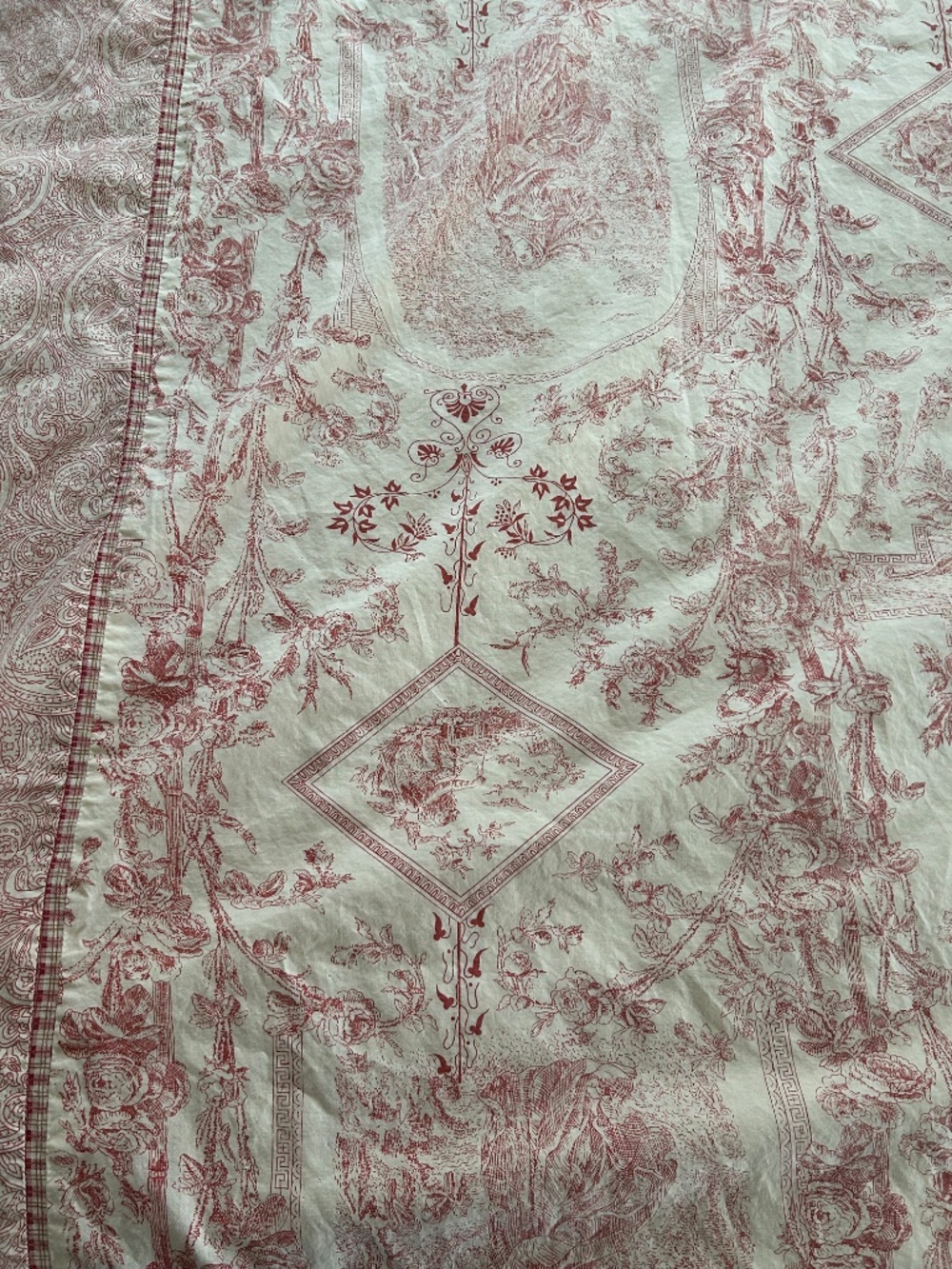 J. Claton red white toile duvet cover bohemian shabby chic floral twin